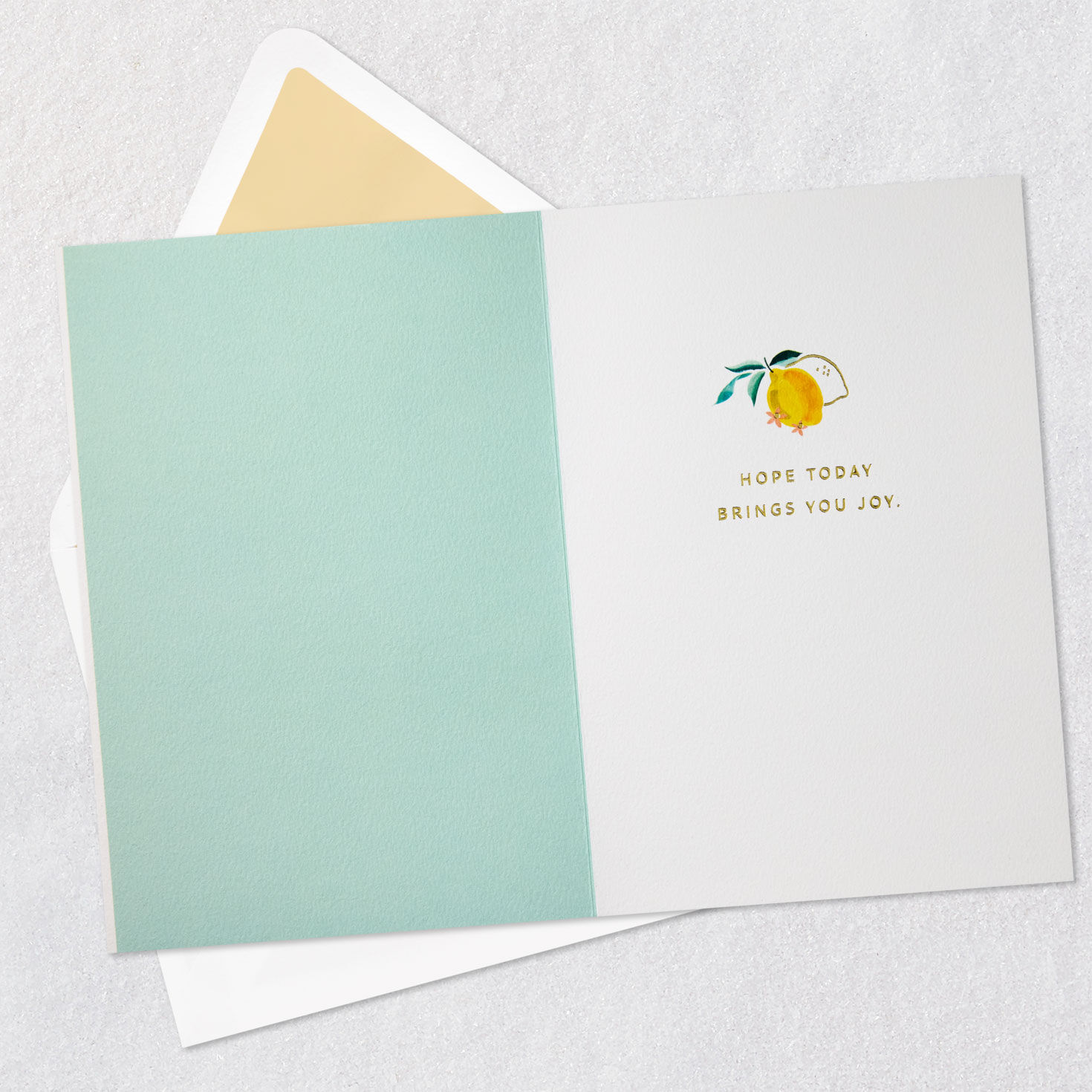 Painted Lemons Birthday Card Open card with envelope image number 3