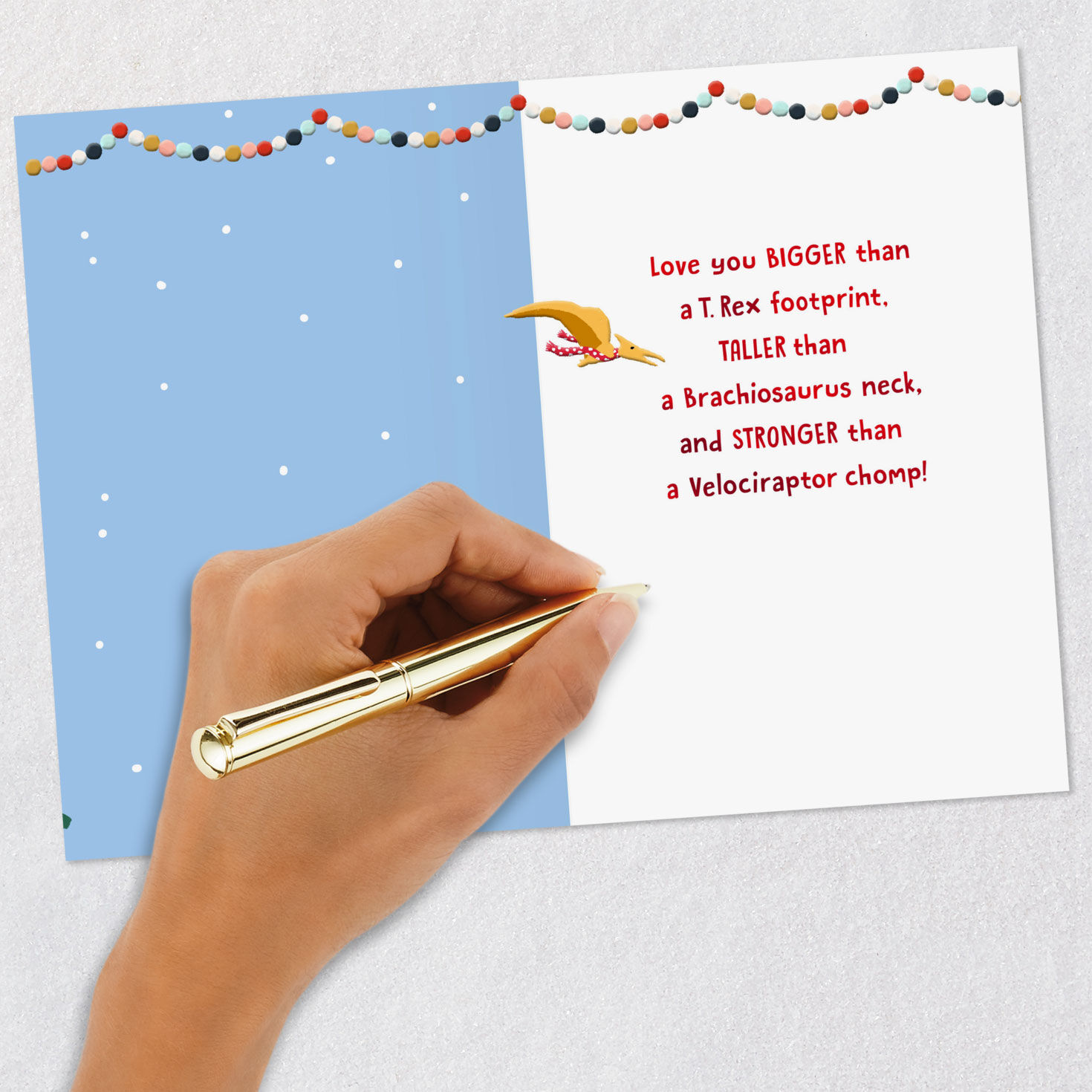 Dinosaur Christmas Tree Christmas Card Signing card image number 6