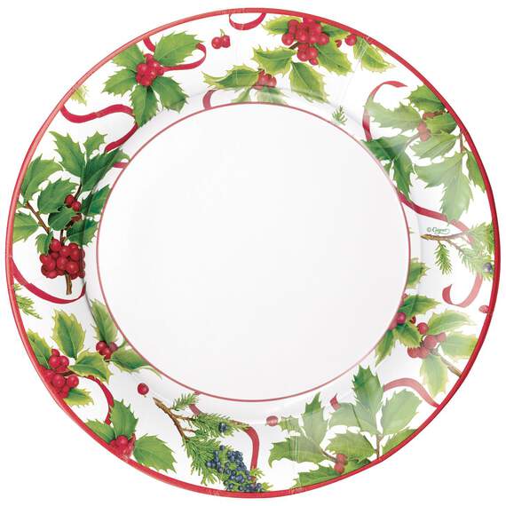 Caspari Christmas Trimmings Paper Salad Plates, Set of 8, , large image number 1