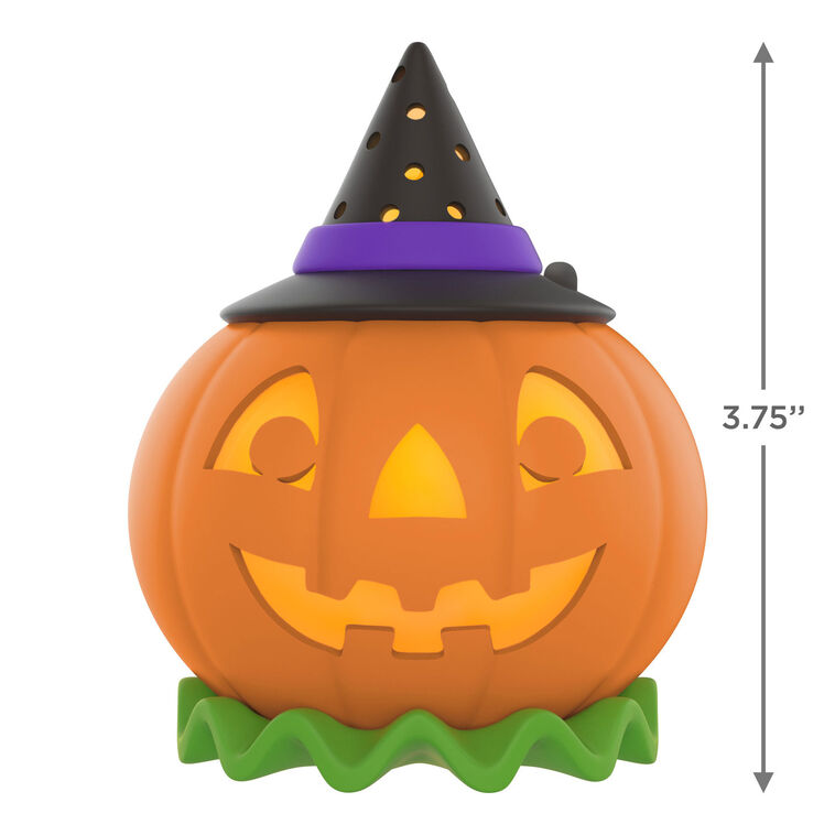 Pumpkin With Witch Hat Keepsake Tree Topper measurement image number 3