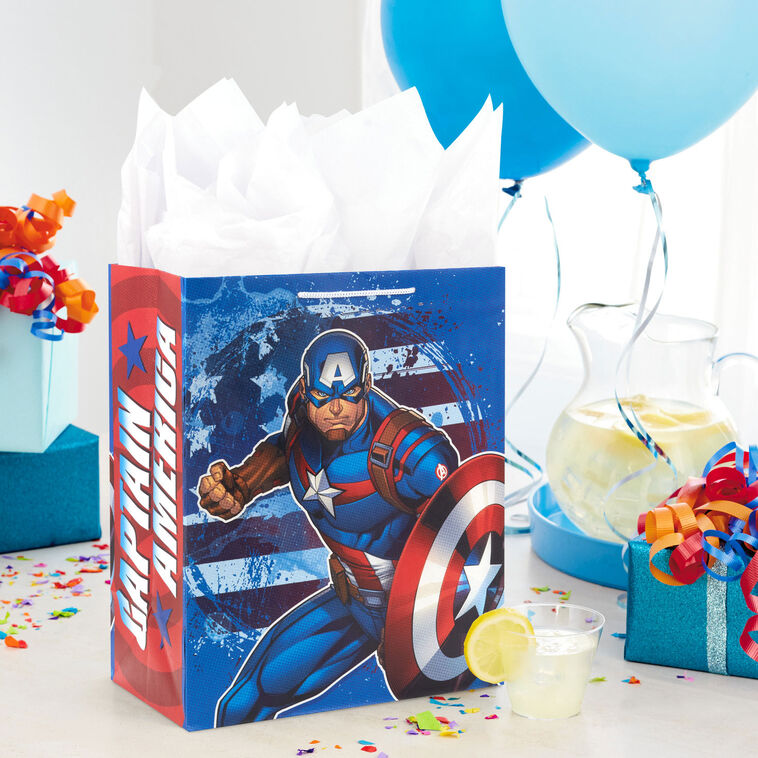 Captain America and American Flag Large Gift Bag In use image number 2