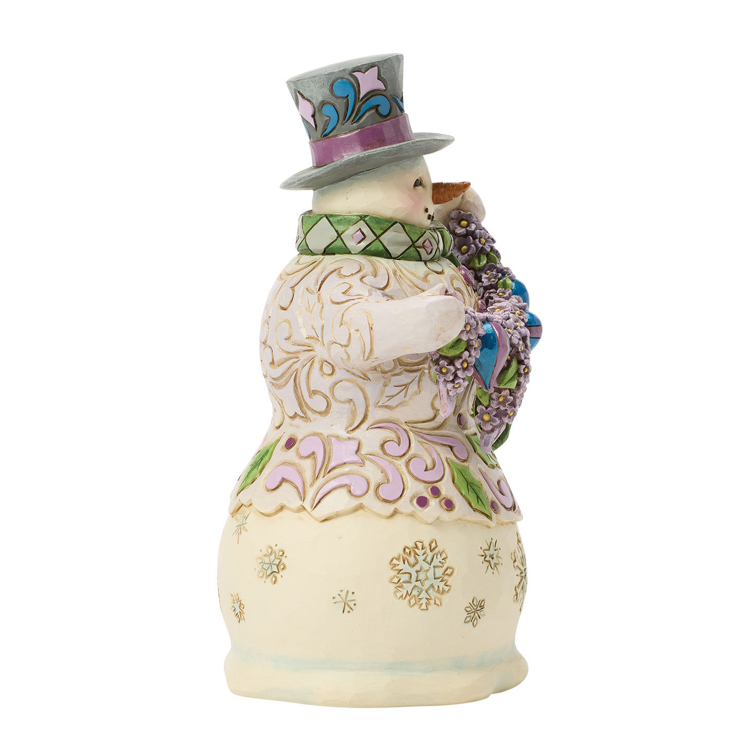 Purple and Green Snowman With Garland Jim Shore Statue side image number 4