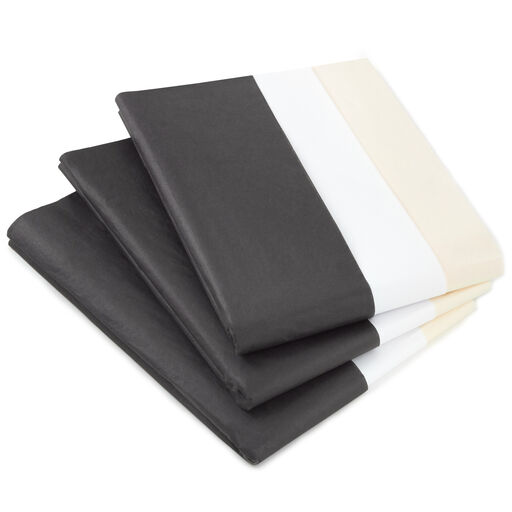 Black/White/Cream 3-Pack Bulk Tissue Paper, 120 sheets, 