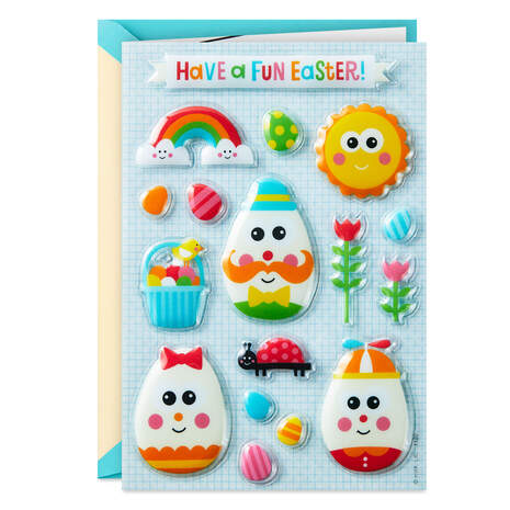 Egg-stra Special Kid Coloring Easter Card With Stickers, , large