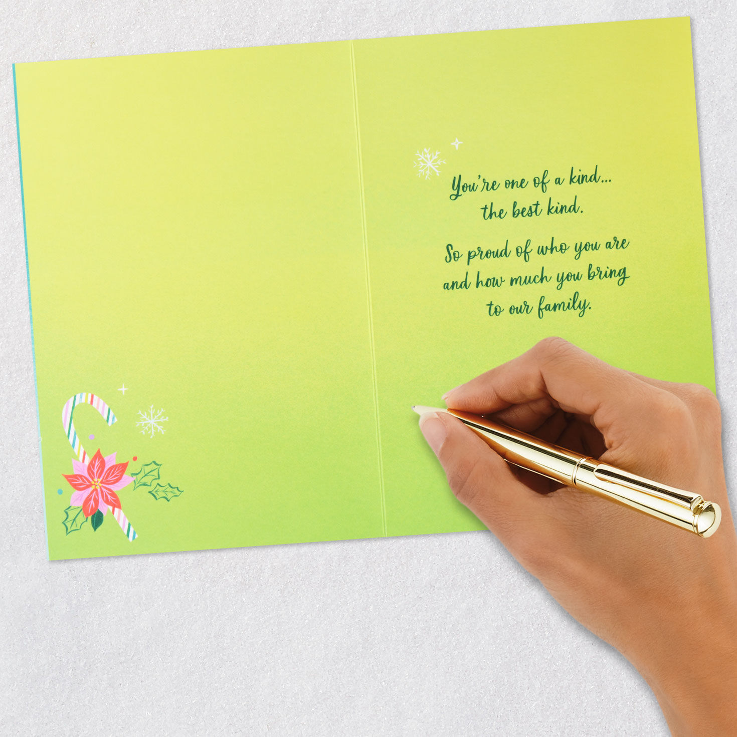 Ice Skate and Flowers Granddaughter Holiday Card Signing card image number 6