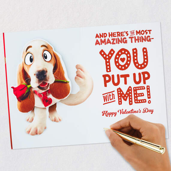 Cute Dog Love You Funny Romantic Pop-Up Valentine's Day Card, , large image number 6