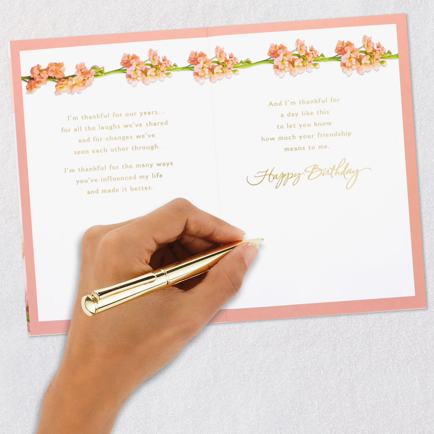 Pink Floral Birthday Card signing card image number 7