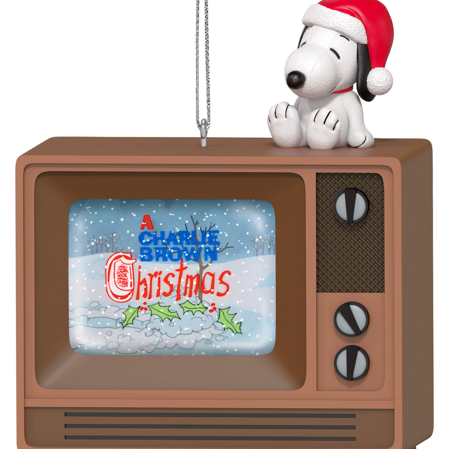 Snoopy on Vintage TV Keepsake Ornament closeup view image number 5