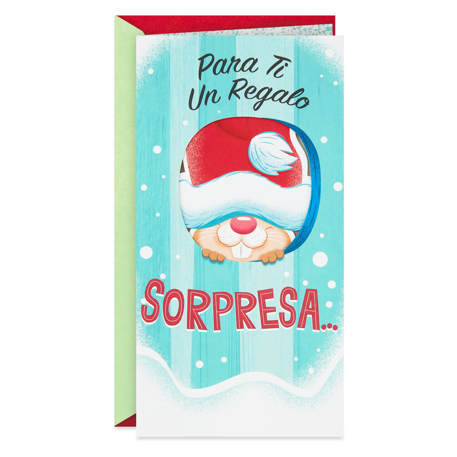 Santa Mouse Surprise Spanish-Language Money Holder Pop-Up Christmas Card