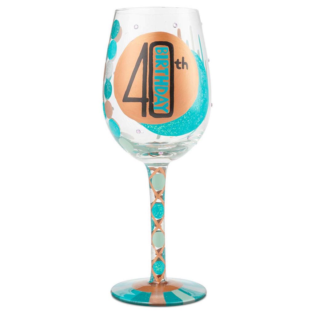 Lolita 40th Birthday Handpainted Wine Glass 15 Oz Wine