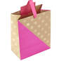 Fuchsia and Gold Dots on Kraft Large Gift Bag, 13", , large image number 4