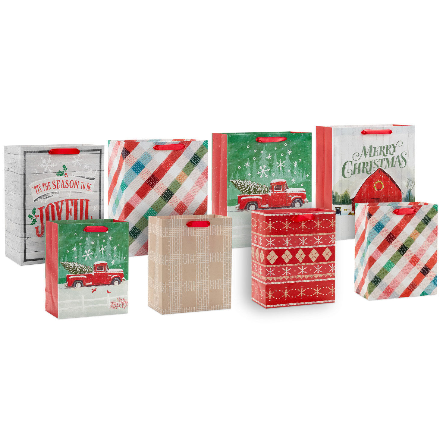 Home for the Holidays 8 Pack Assorted Medium and Large Gift Bag Bundle Gift Bags Hallmark