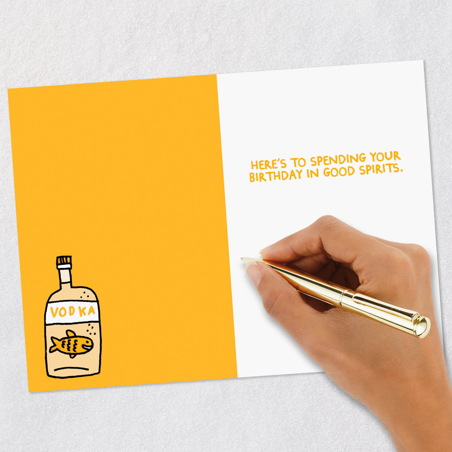 Fish in Vodka Bottle Funny Birthday Card Signing card image number 6