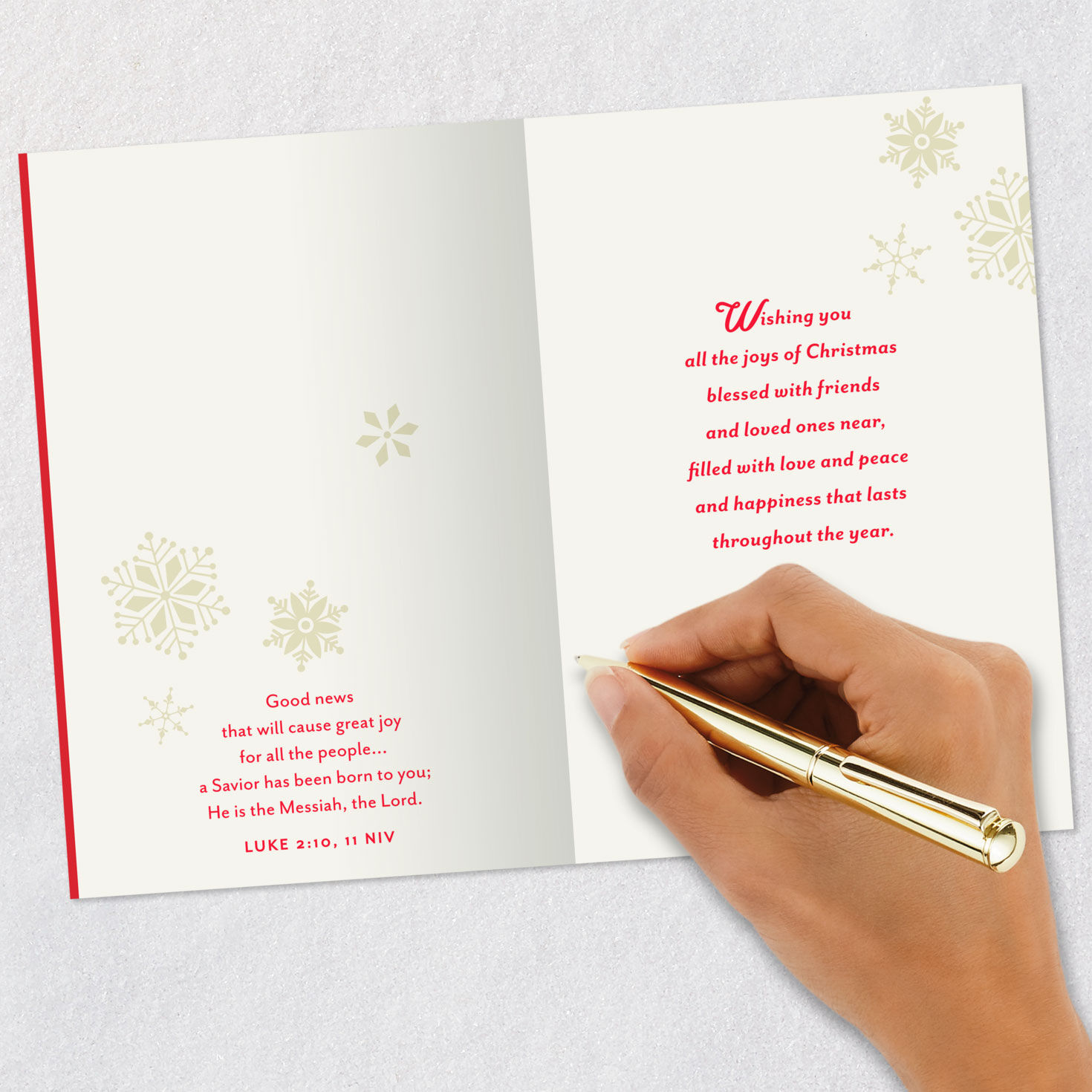 Mugs and Snowflakes Religious Christmas Card signing card image number 7
