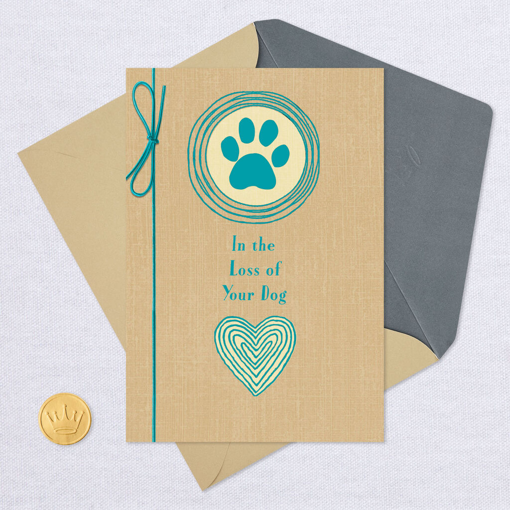 Paw Print With Heart Pet Sympathy Card For Loss Of Dog Greeting Paw Print With Heart Pet Sympathy Card