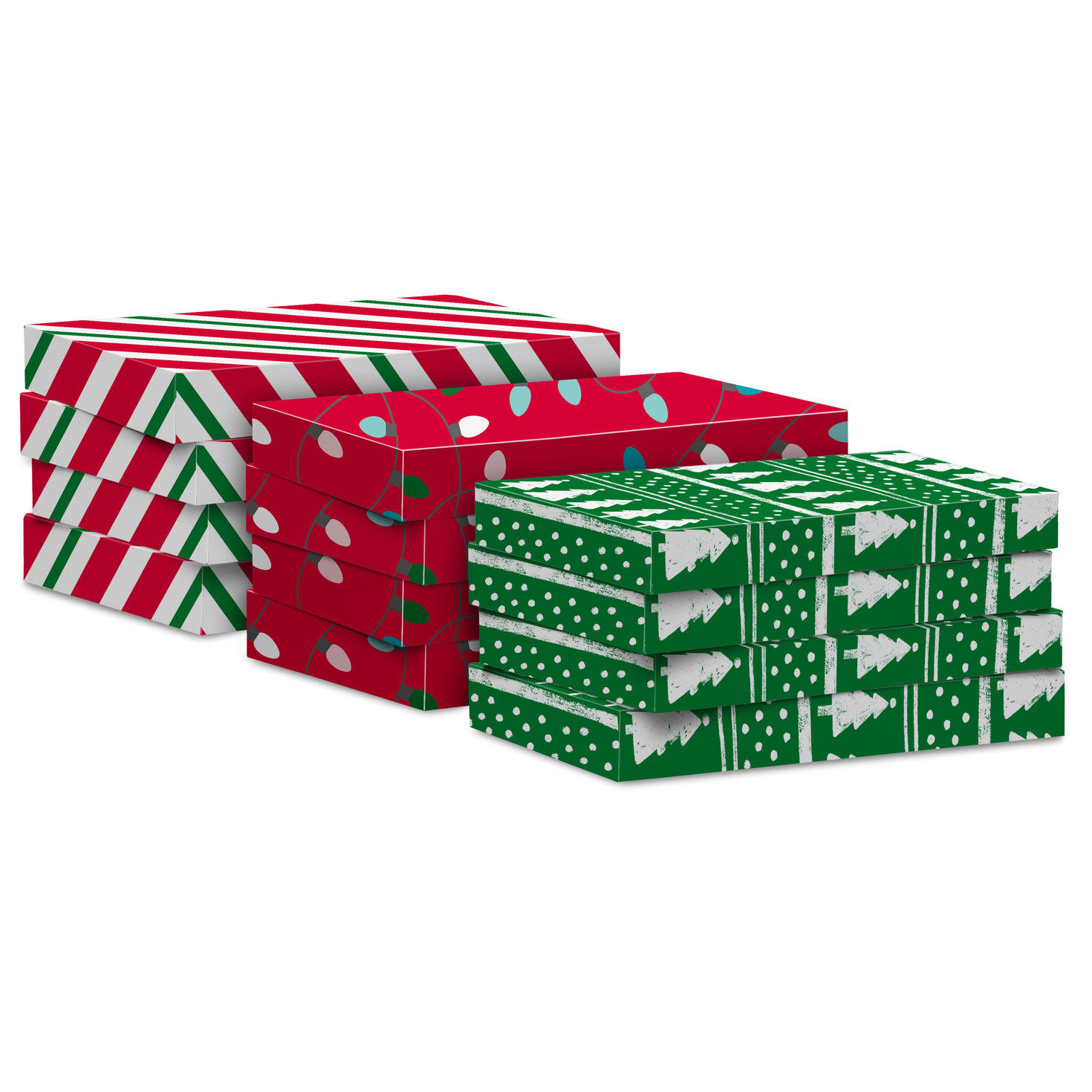 Colorful Christmas Assorted Medium Gift Box Bundle stacked boxes image number 5