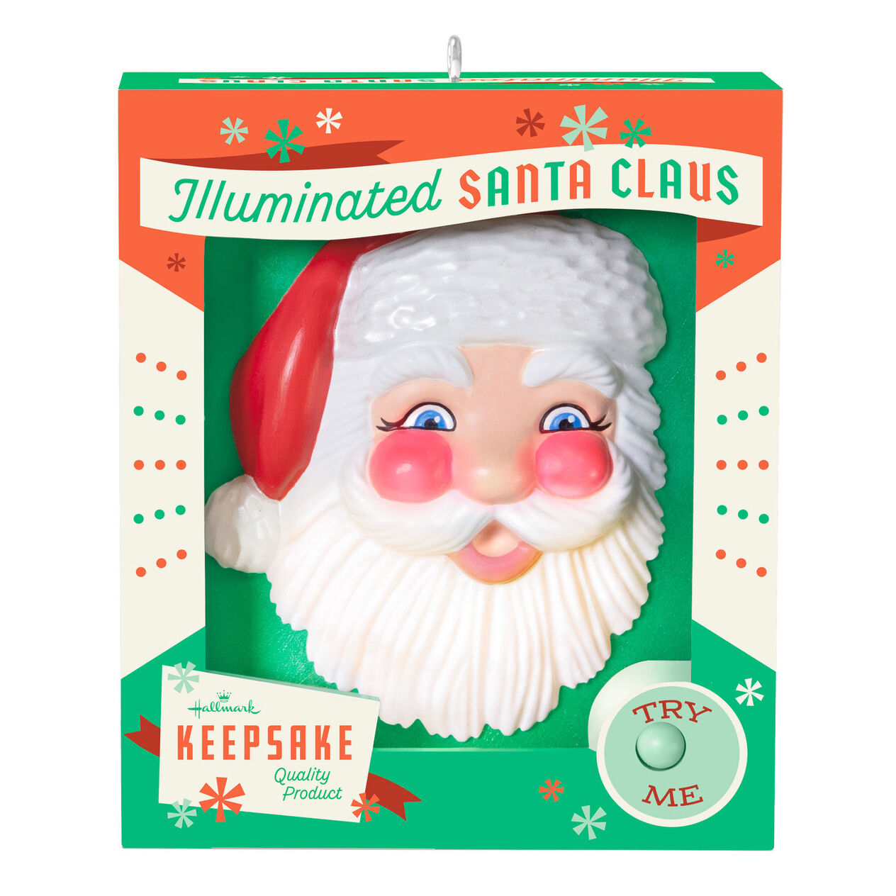 Holly Jolly Santa Ornament With Light