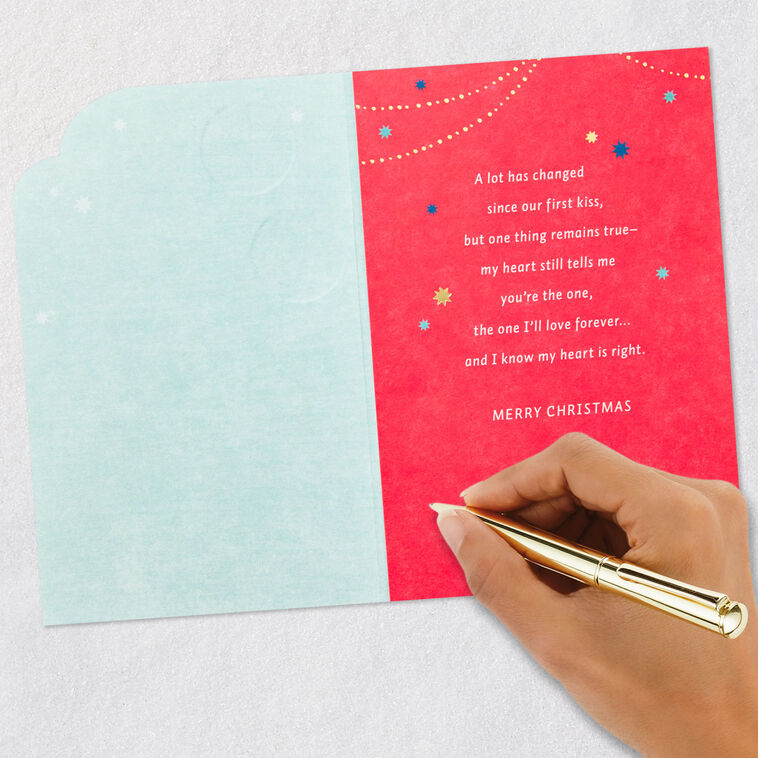 Ornaments and Stars Romantic Christmas Card signing card image number 8