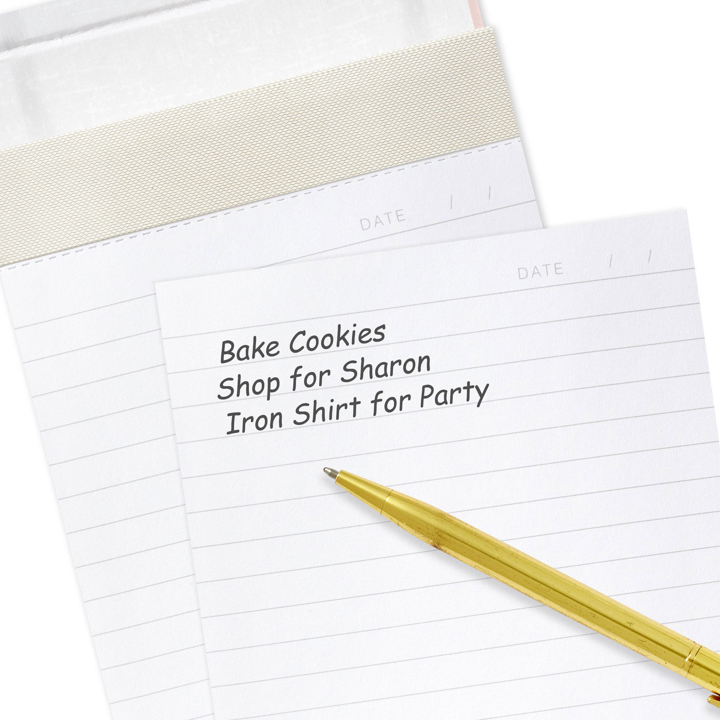 Pink and Gold Faux Leather Large List Pad detail image number 3