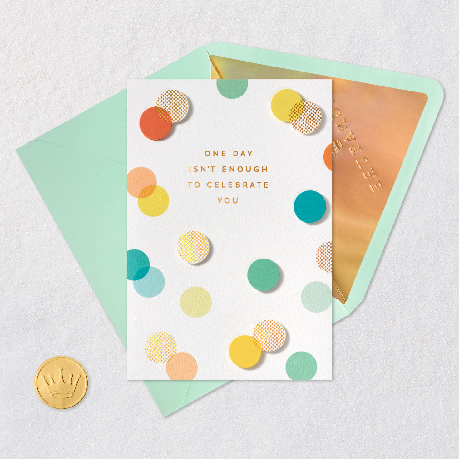 Colorful Scattered Dots Signature Birthday Card Card Front with Envelope and Gold Seal image number 6
