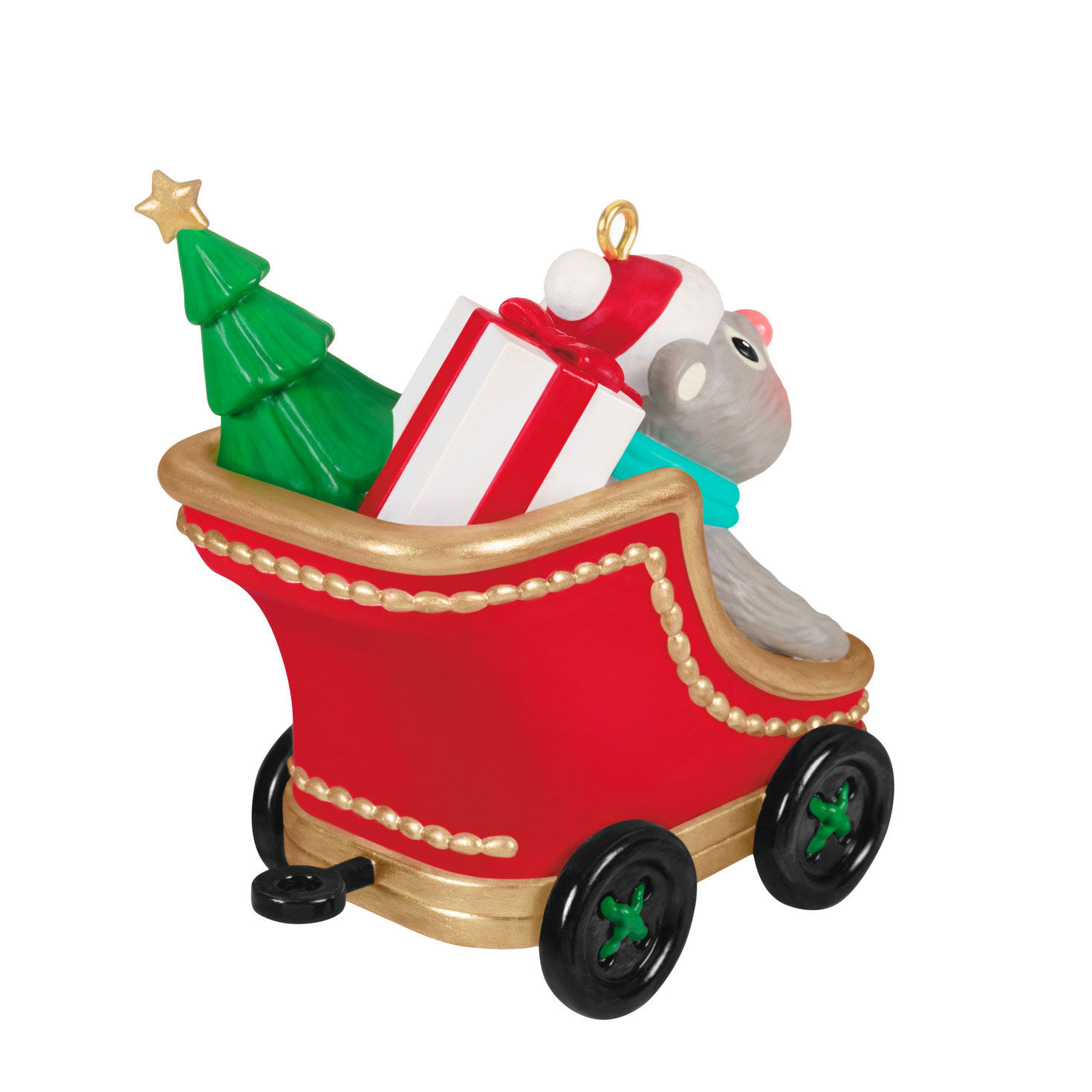 Hamster in Sleigh With Tree Keepsake Ornament Back image number 6