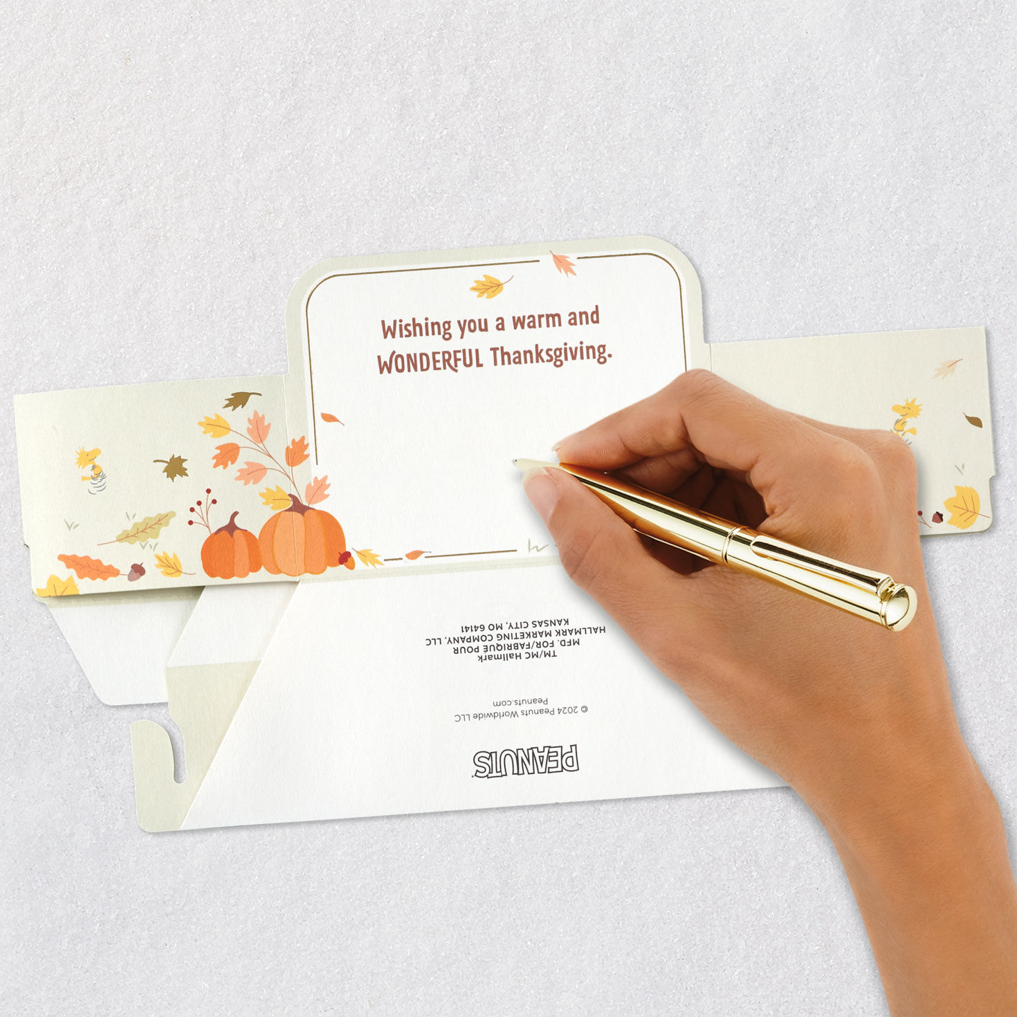 Peanuts Dinner Table 3D Pop-Up Thanksgiving Card Signing card image number 6