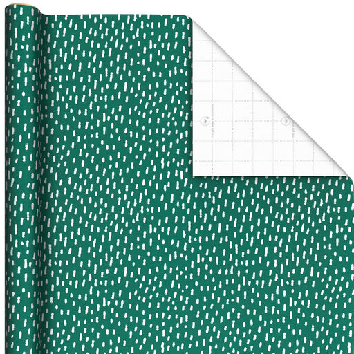White Dots on Green Christmas Wrapping Paper, 20 sq. ft., 