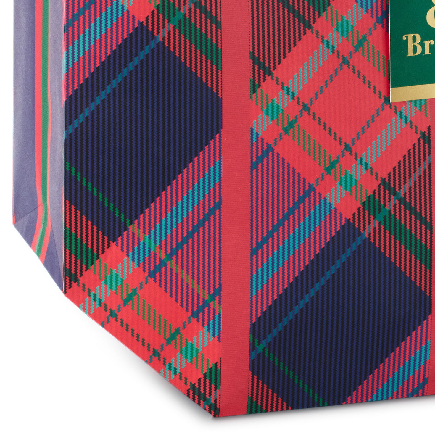 Red Plaid, Merry and Bright XL Holiday Gift Bag Base/Side Detail image number 5
