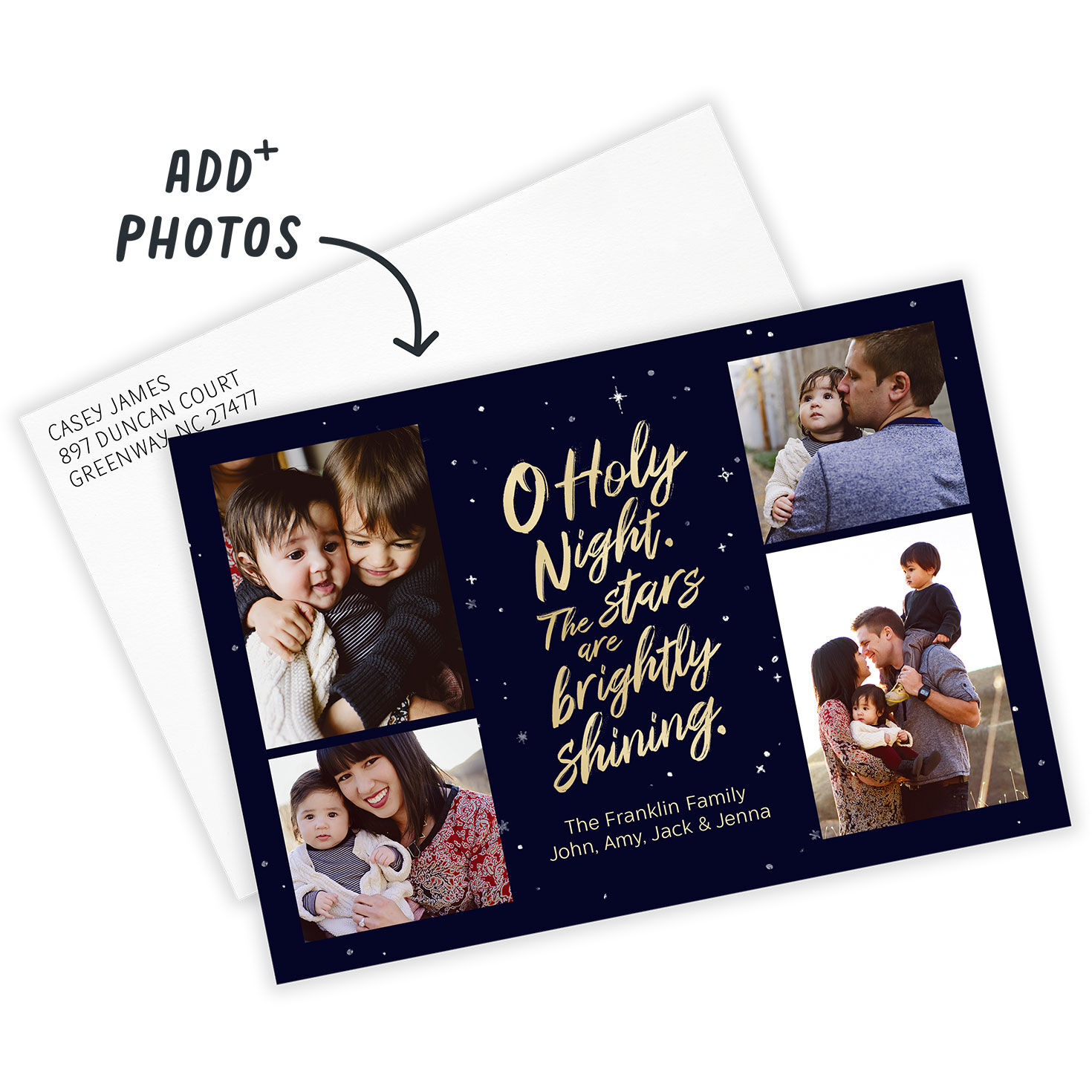 Starry O Holy Night Flat Christmas Photo Card, , large image number 2