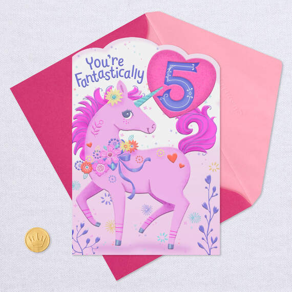 Fantastically 5 Unicorn 5th Birthday Card, , large image number 5