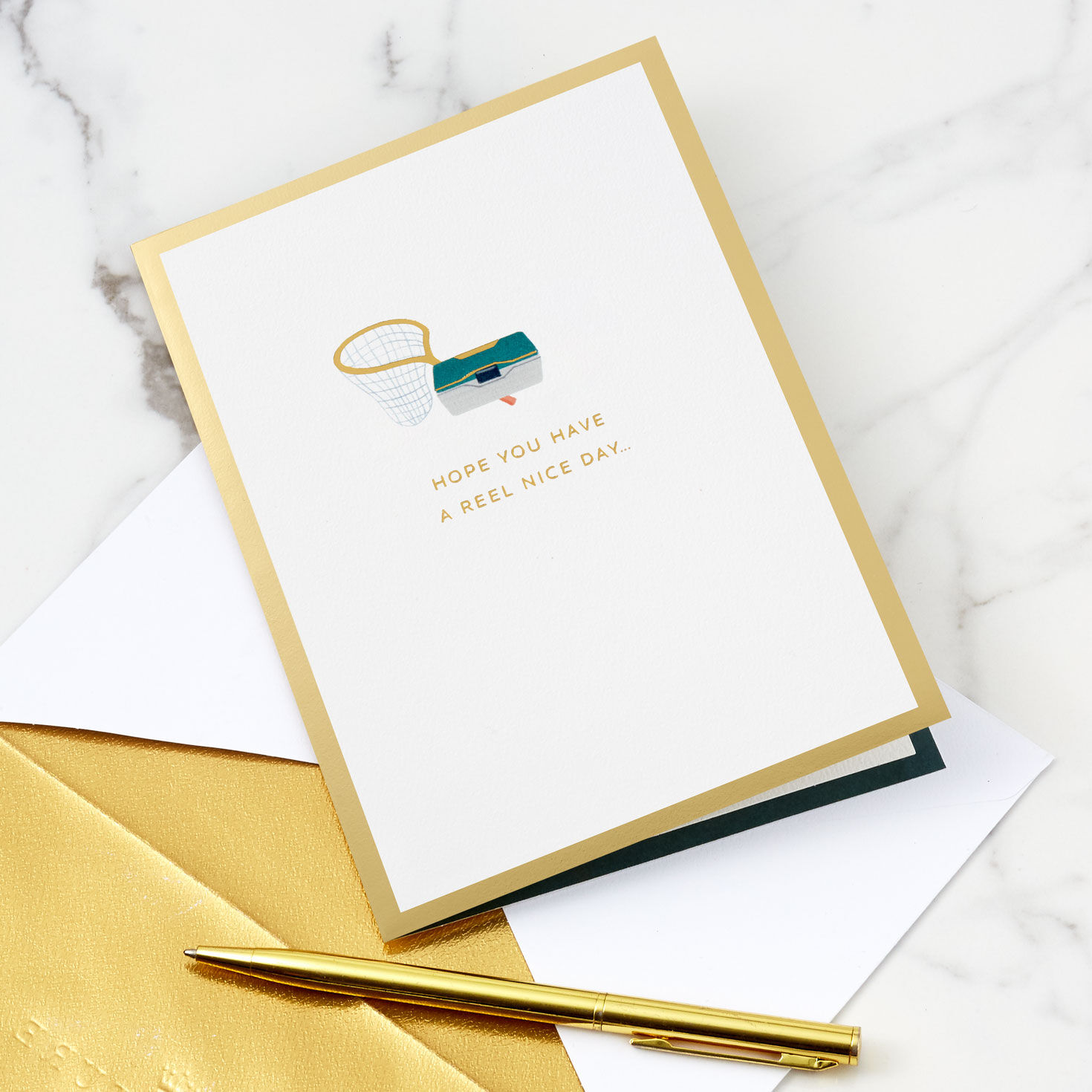 Fishing Boat Pop-up Birthday Card Card Front with Envelope and Gold pen image number 7