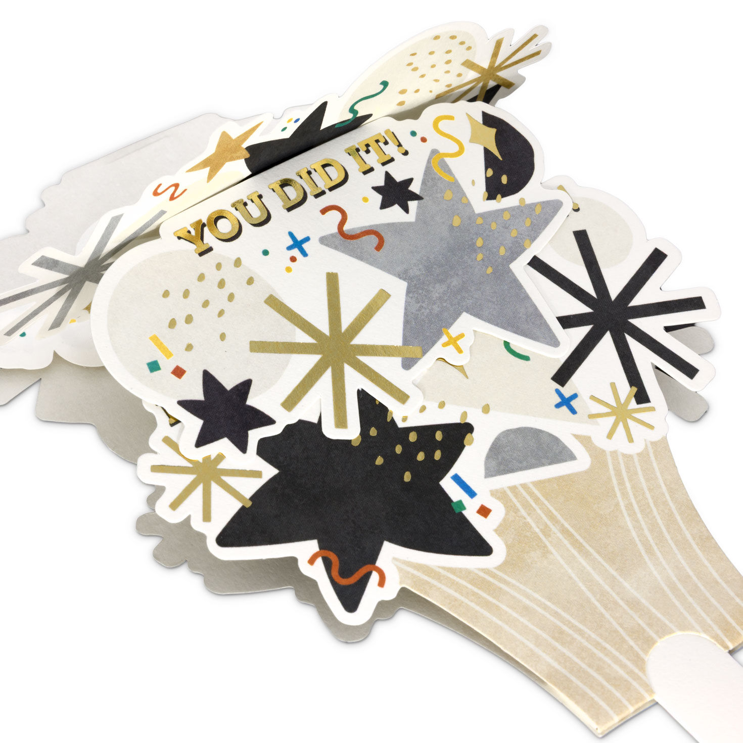 Confetti and Stars Pop-Up Graduation Card With Motion Card Front Detail image number 7