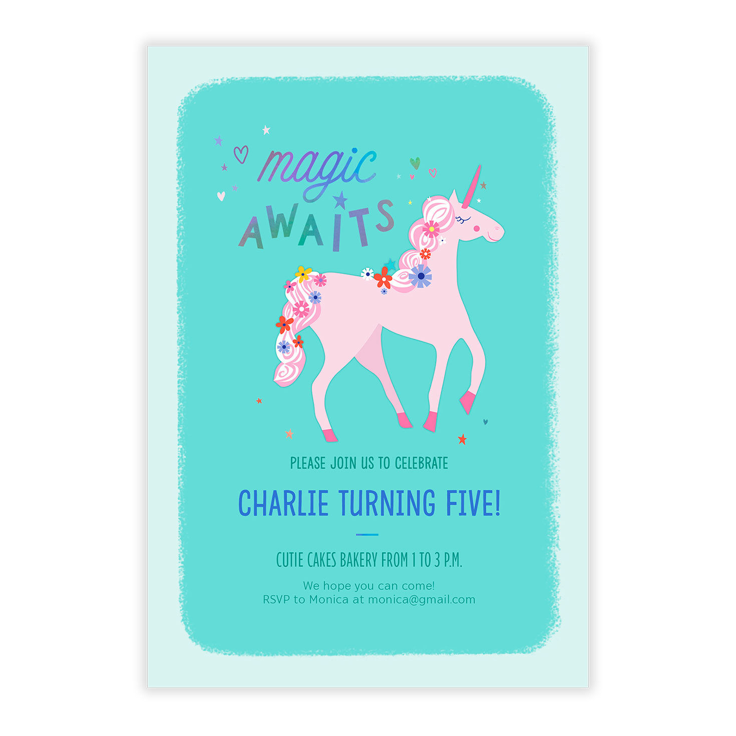 Magic Awaits Unicorn Birthday Invitation, , large image number 5