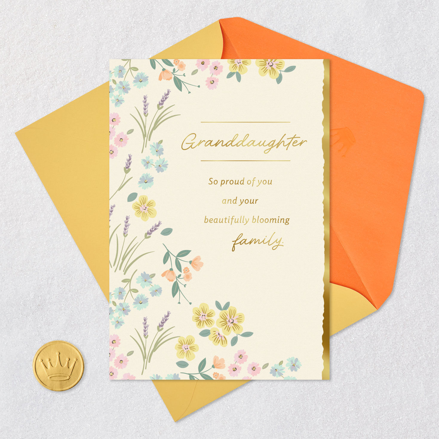 Pastel Flowers Easter Card for Adult Granddaughter Card Front with Envelope and Gold Seal image number 5