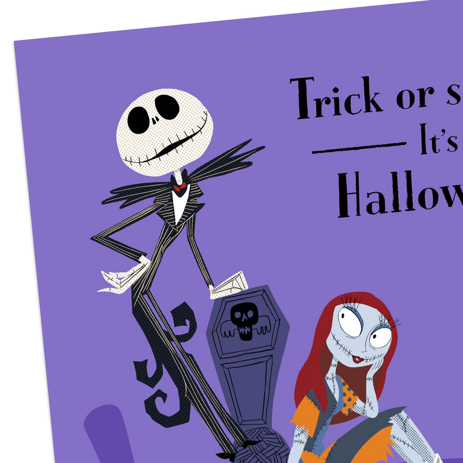 Disney Tim Burton's The Nightmare Before Christmas Jack Skellington and Sally Happy Haunting Halloween Card Card Front Detail image number 4