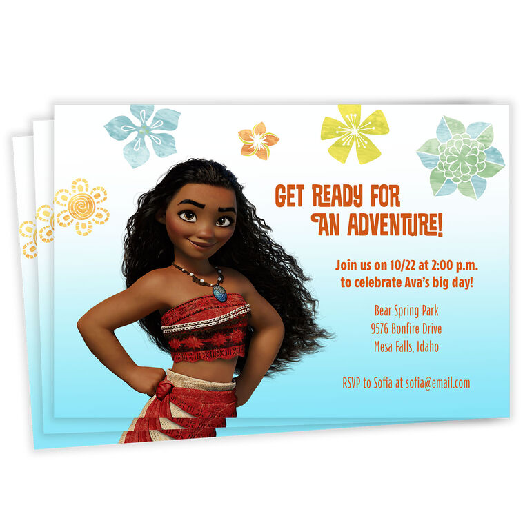 Disney Moana Get Ready for Adventure Flat Birthday Invitation