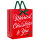 13" Merriest Christmas on Red Metallic Large Christmas Gift Bag