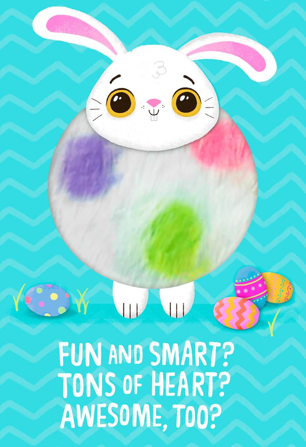 Fuzzy Bunny Tons of Heart Easter Card for Kids