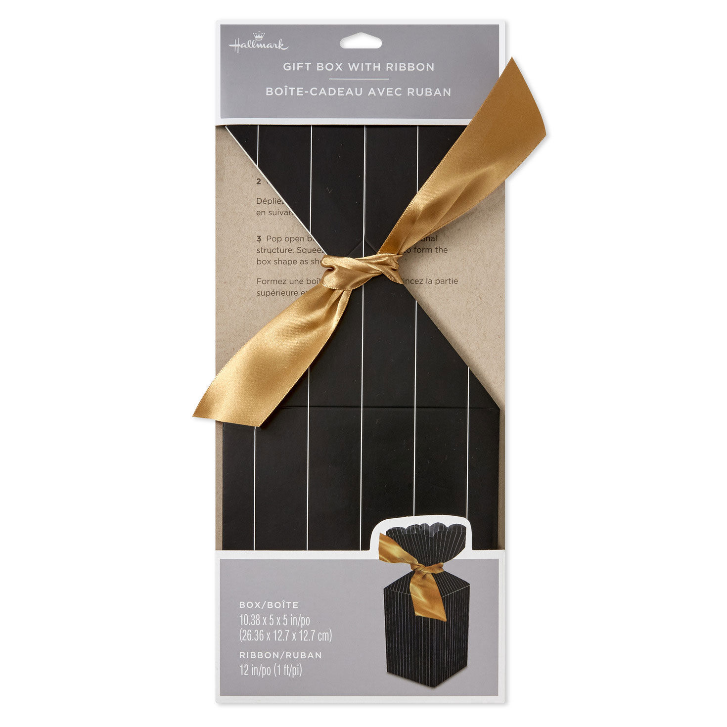 Gold Pinstripe on Black Vertical Treat Box With Tie  image number 6