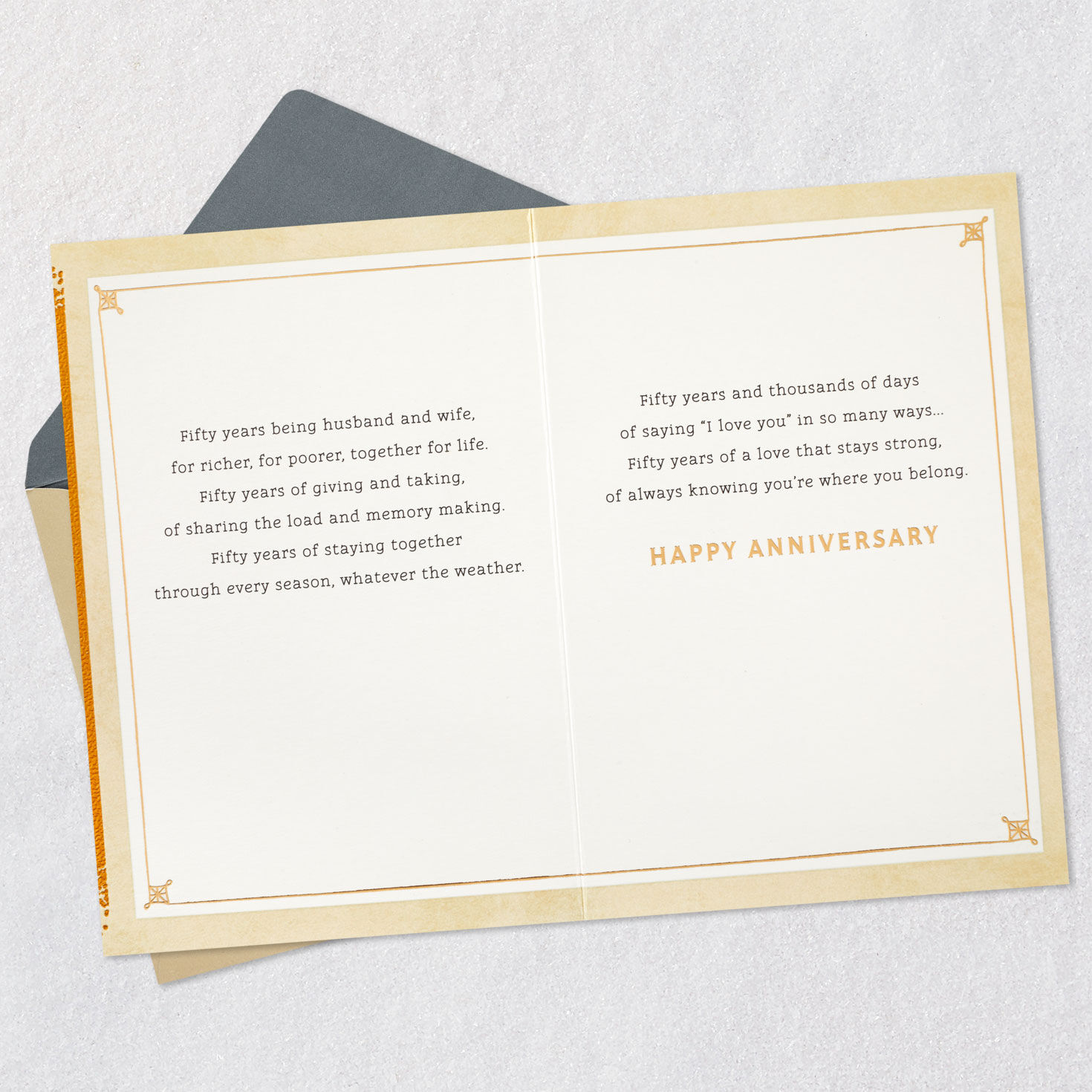 Art-Deco Golden Anniversary 50th Anniversary Card Open card with envelope image number 4