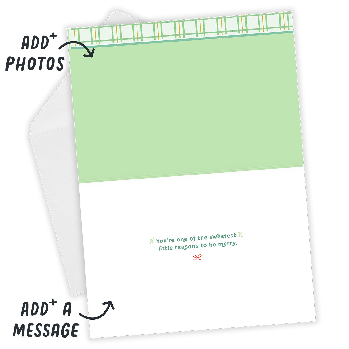 Bear Penguin With Gifts Baby's 1st Christmas Card Open Card with Envelope indicating personalization image number 3