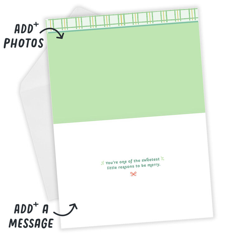 Bear Penguin With Gifts Baby's 1st Christmas Card Open Card with Envelope indicating personalization image number 3