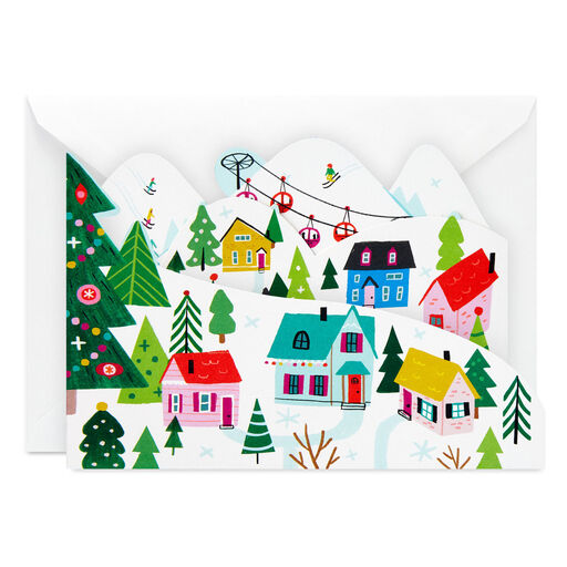 UNICEF Winter Fun Mountain Town Boxed Christmas Cards, Pack of 12, 