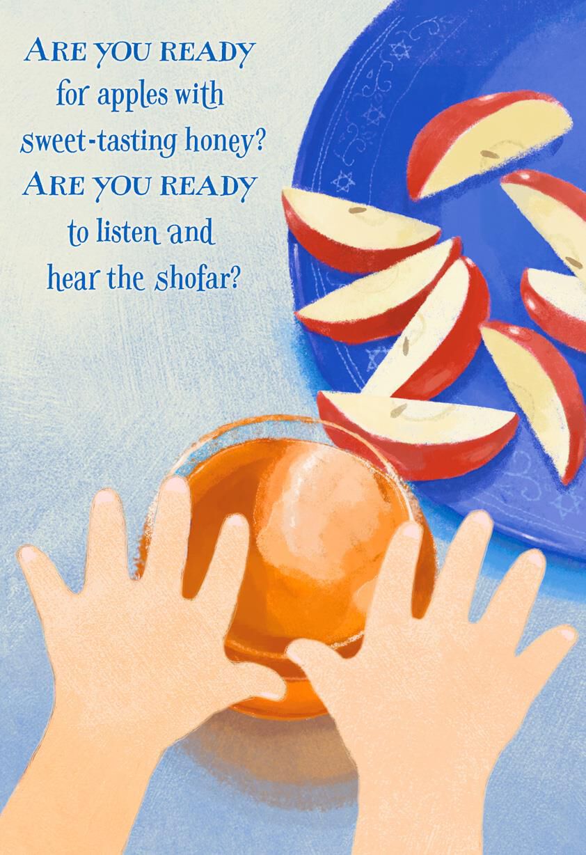 Apples and Honey Rosh Hashanah Card for Grandchildren