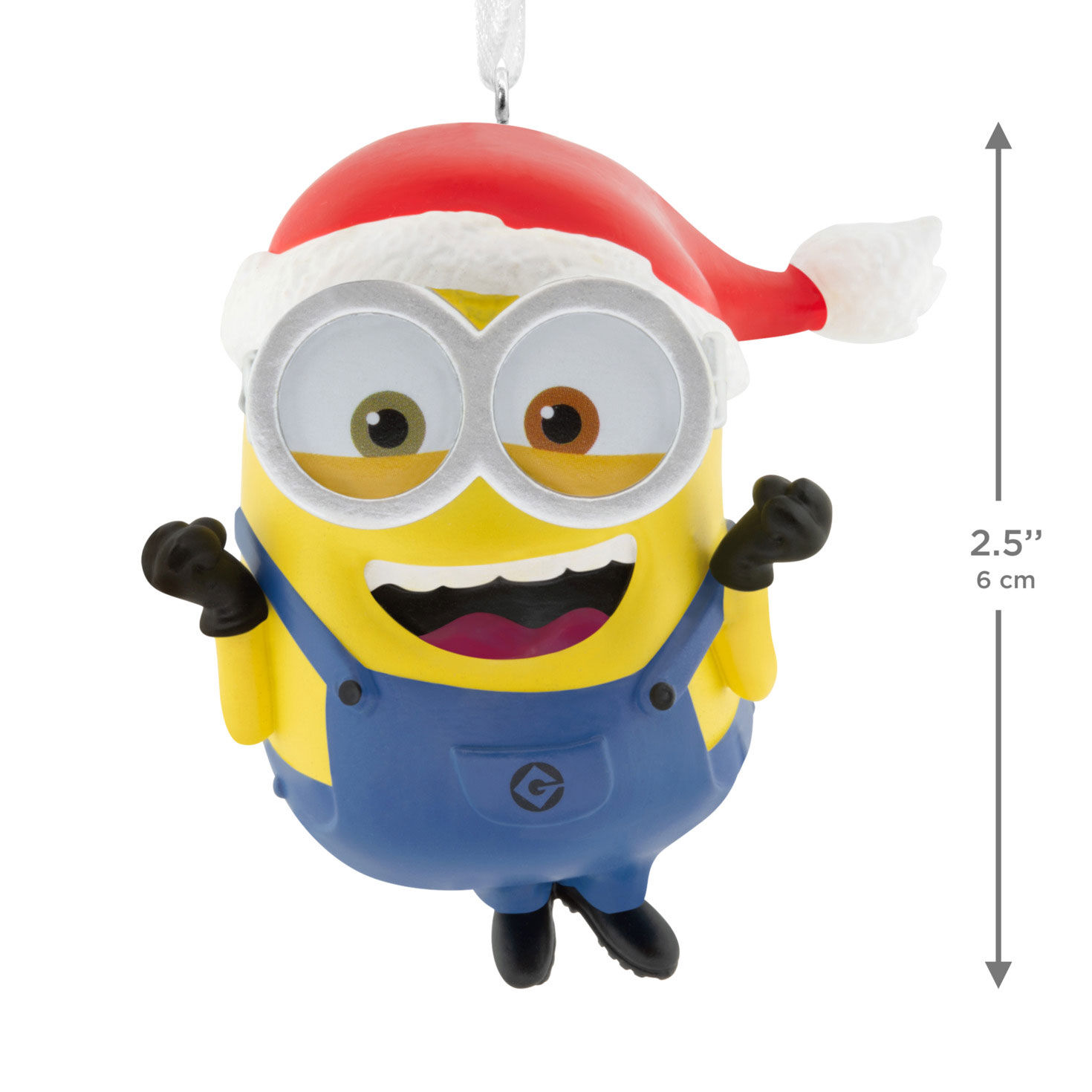 Minion Bob in Santa Hat Christmas Ornament measurement image number 3