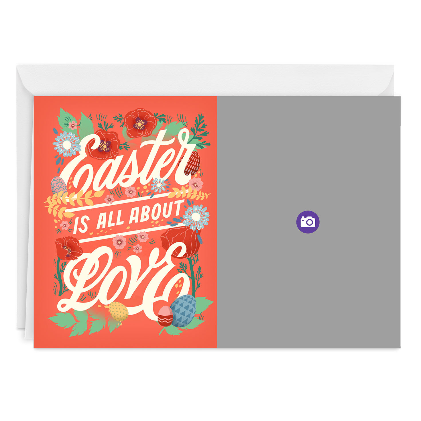 Personalized Flowers & Eggs Love Easter Photo Card  image number 3