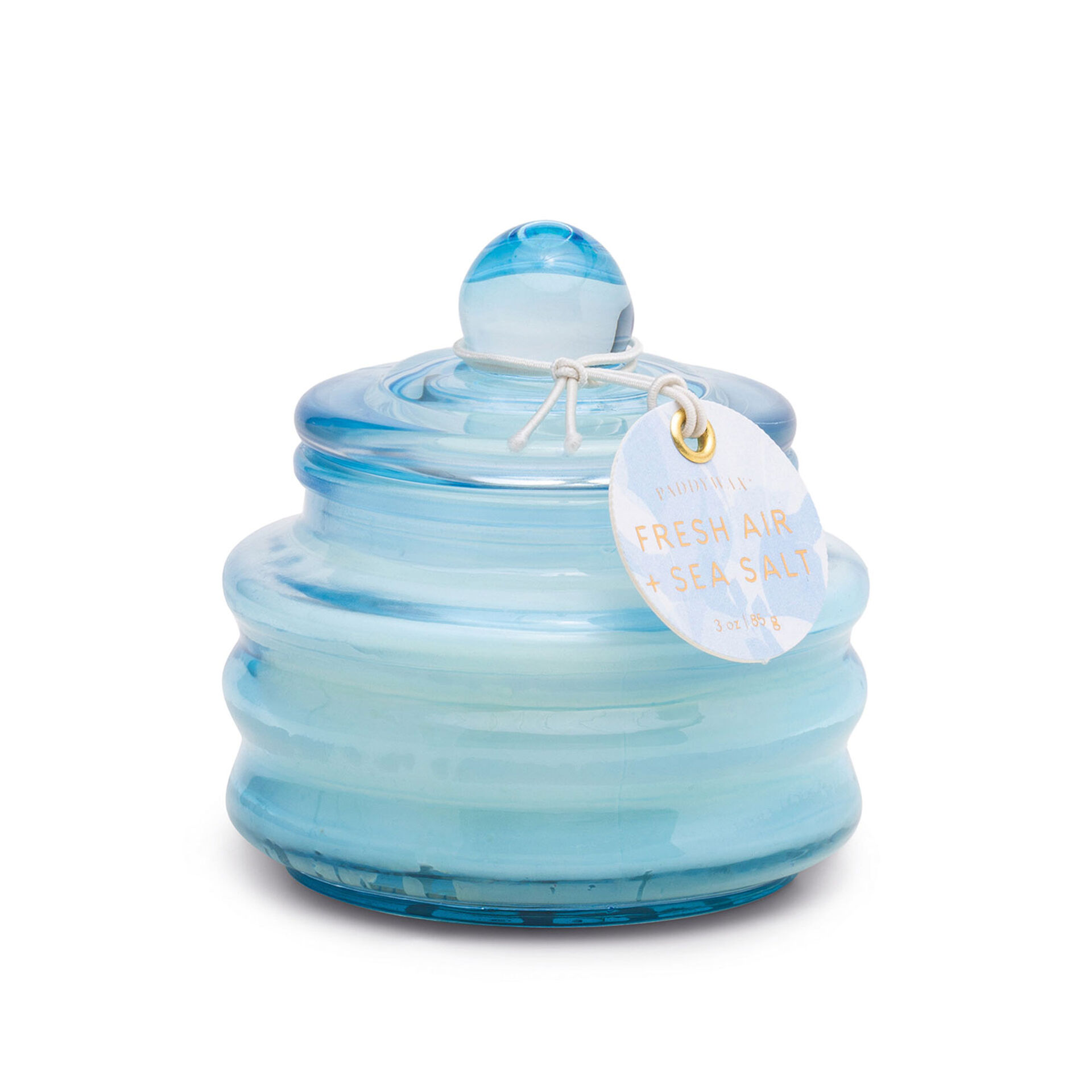 Paddywax Fresh Air and Sea Salt Blue Glass Jar Candle, 3 oz. Candles