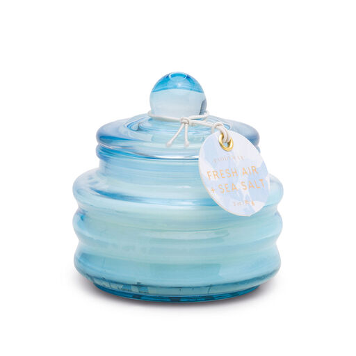 Paddywax Fresh Air and Sea Salt Blue Glass Jar Candle, 3 oz., 