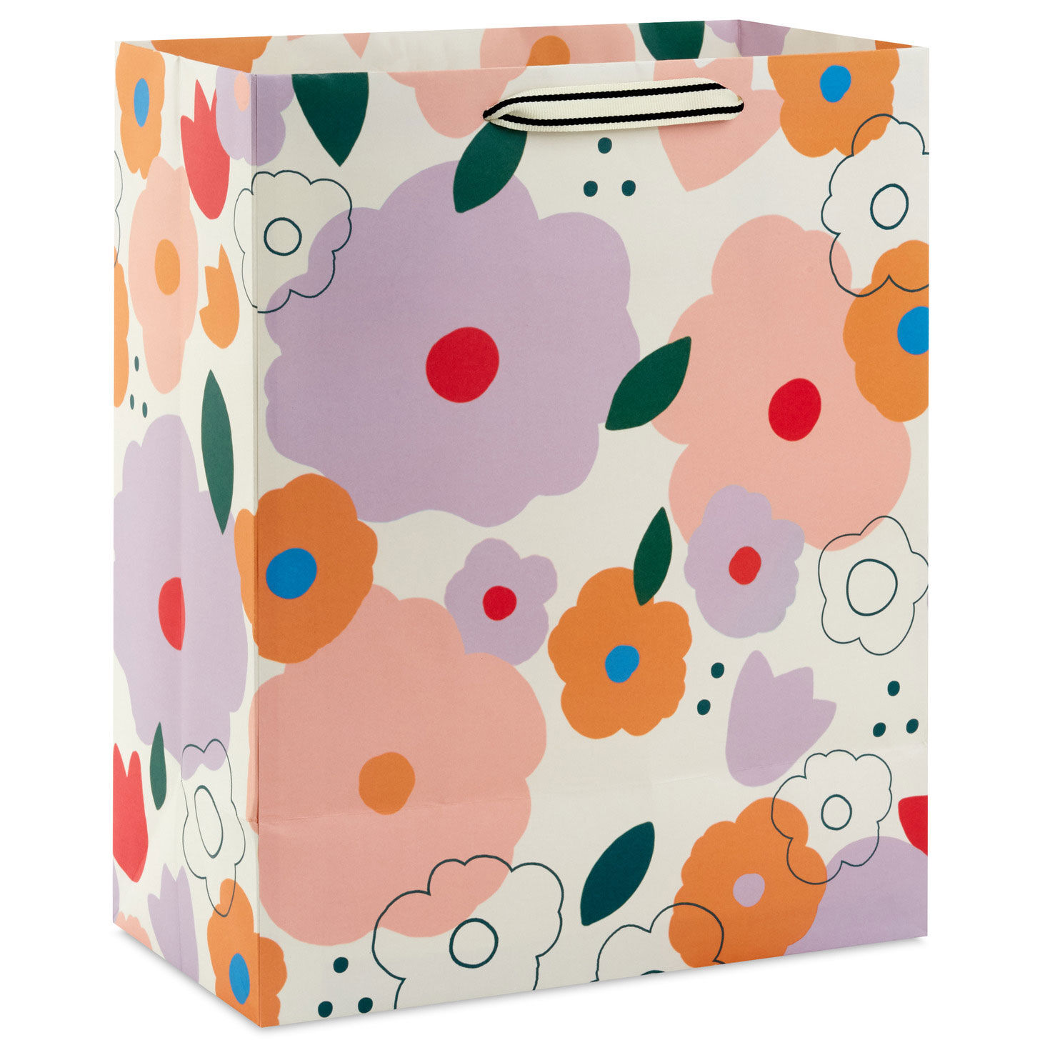 Retro Purple and Peach Blooms Large Gift Bag Back image number 6