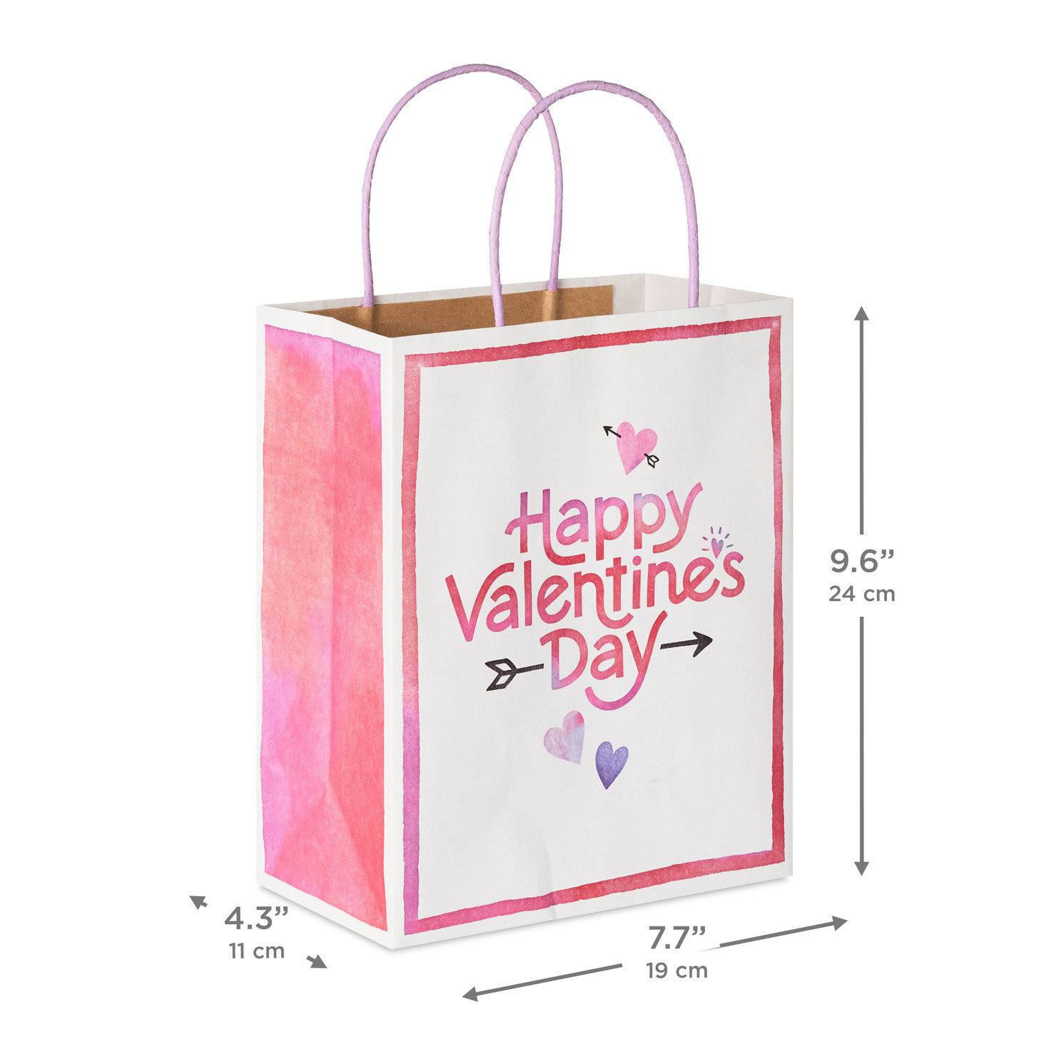 3 Medium Valentine's Day Gift Bags in Bright Designs measurement image number 3